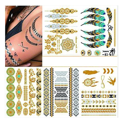 Gold Metallic Matte Lamination Body Tattoo Sticker