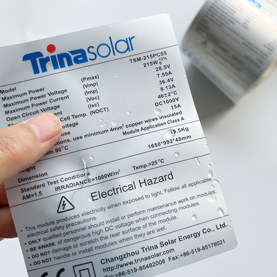 Printing Adhesive PET Barcode Label Matte Silver Thermal Transparent Polyester Sticker