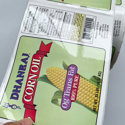 CMYK Printing Vinyl Stickers Food Bottle Packaging Roll Adhesive Customized Printer Label