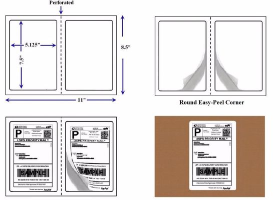 8.5 * 11 Die Cut Blank Thermal Labels For Shipping