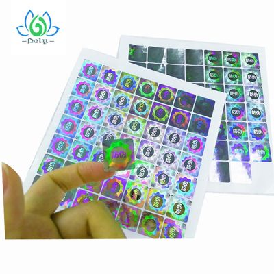 Glossy Valid  Silver Foil Hologram Sticker Label ,  Clear Tamper Proof Stickers