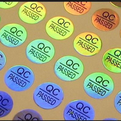 QC PASSED Hologram Seal Stickers PET Self Adhesive Round Stickers