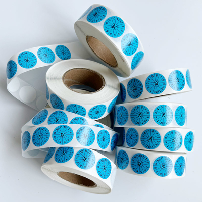 Waterproof Vinyl Fire Extinguisher Stickers Blue 20mm Round Labels
