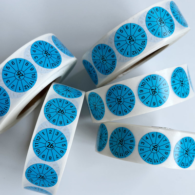 Waterproof Vinyl Fire Extinguisher Stickers Blue 20mm Round Labels